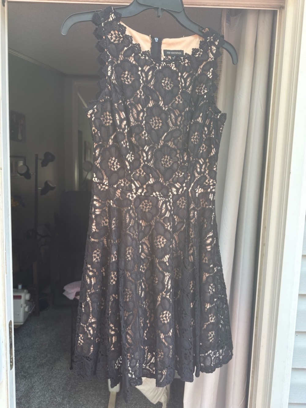 Jodi Kristopher Black Lace A-Line Mini Dress